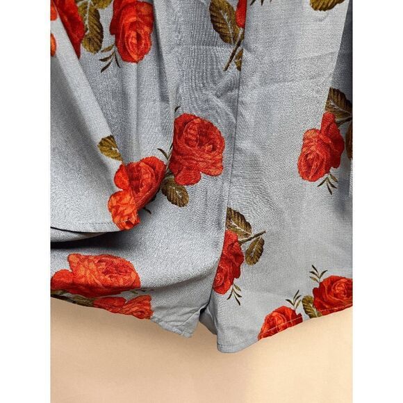 Urban Outfitters Womens Bell Long Sleeve Romper Shorts Blue Floral Size Medium - Picture 5 of 9